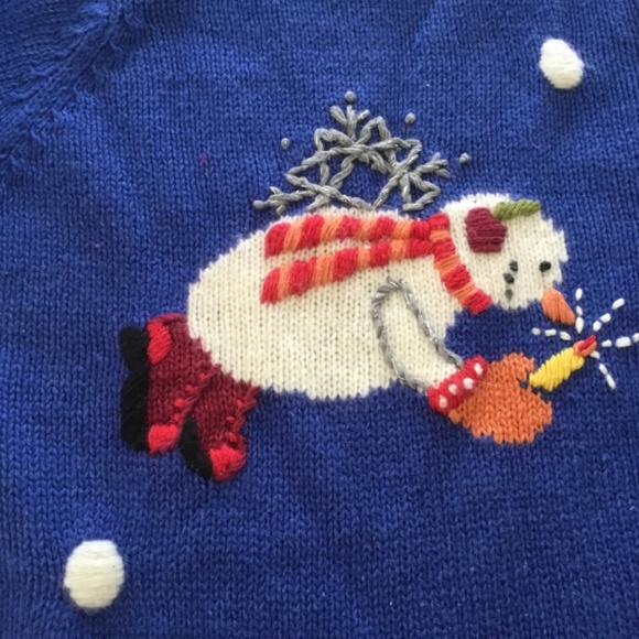 Quacker Factory Snowman Holiday Cardigan (L) - Picture 7 of 8